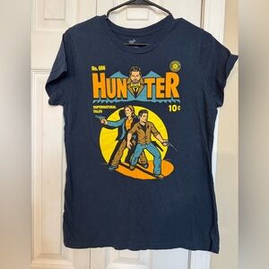 Supernatural Sam and Dean Teefury Women’s Junior XXL Nerdy Teeshirt Navy Blue